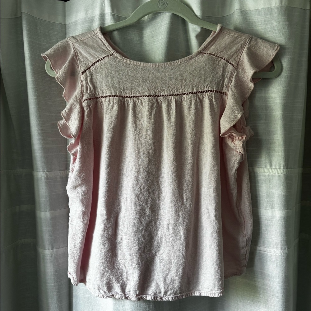Pink Ruffled Cap Sleeve Blouse